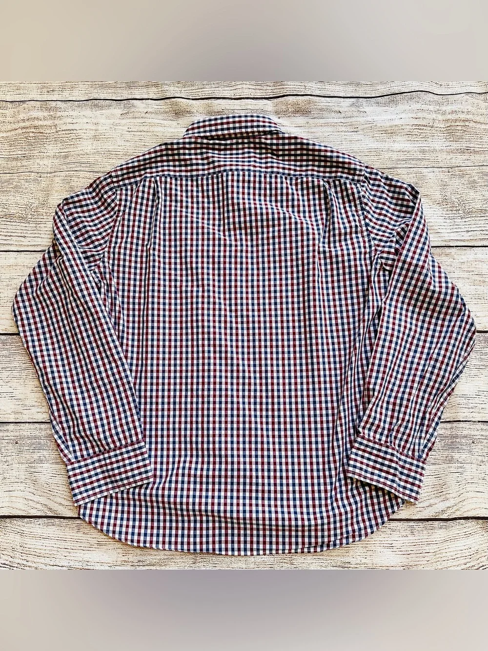 J. Crew Slim Fit Red Navy Gingham Button-Front Long Sleeve Shirt Men’s Sz L
